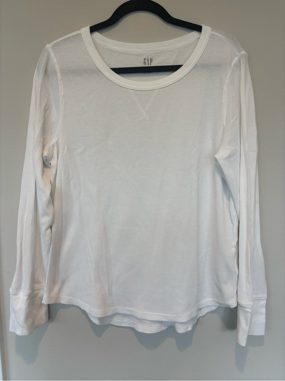 GAP White Long-Sleeve Waffle Knit Top